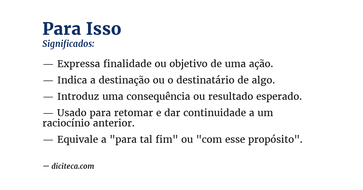 Significado de para isso