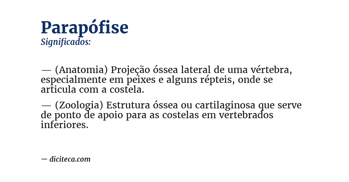 Significado de parapófise