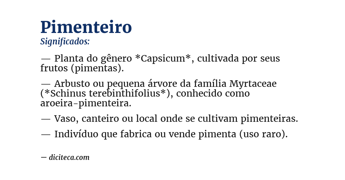 Significado de pimenteiro