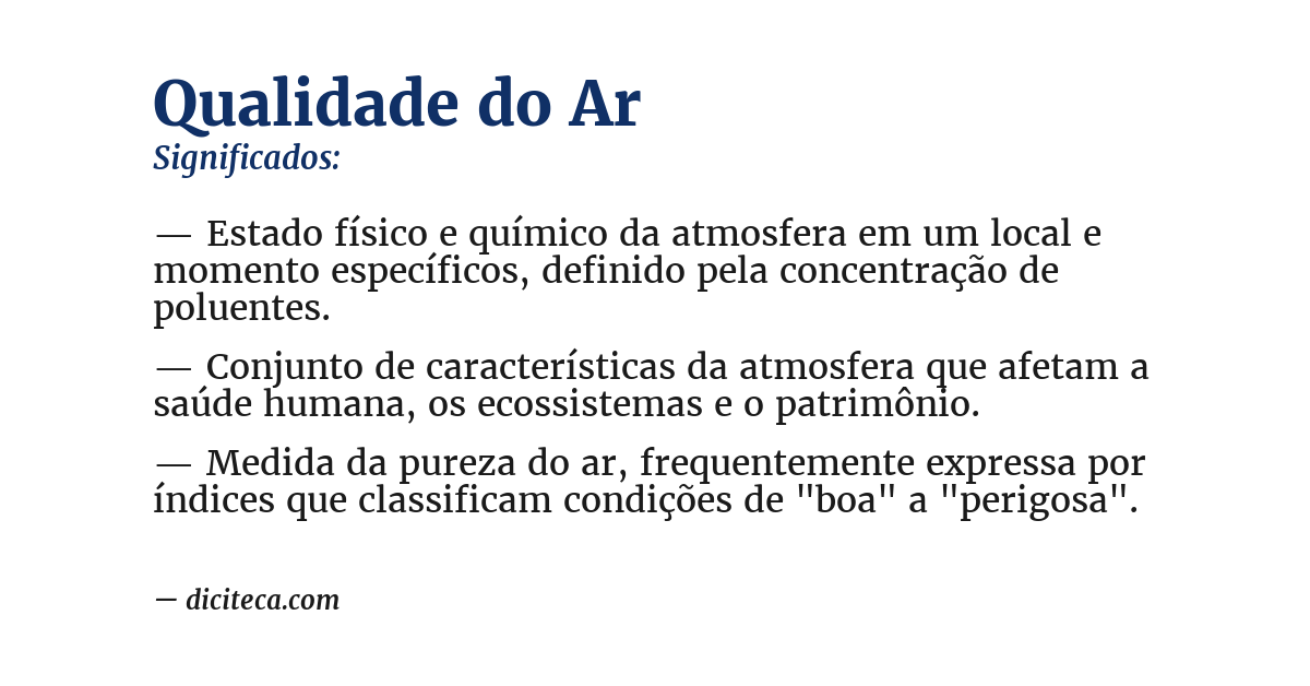 Significado de qualidade do ar