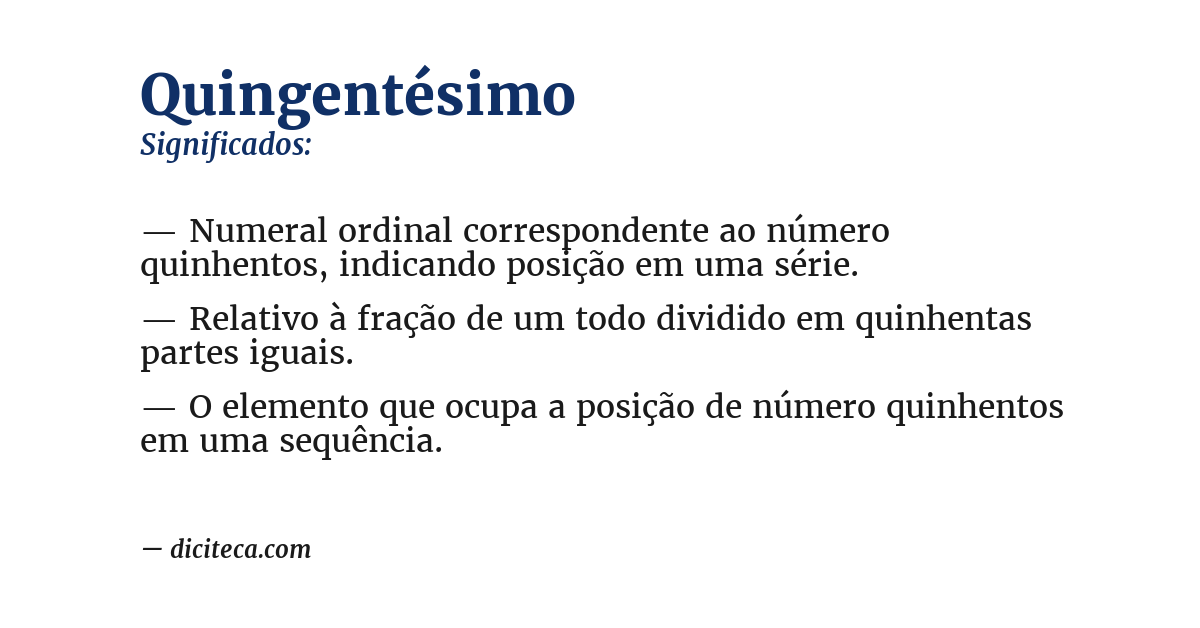 Significado de quingentésimo