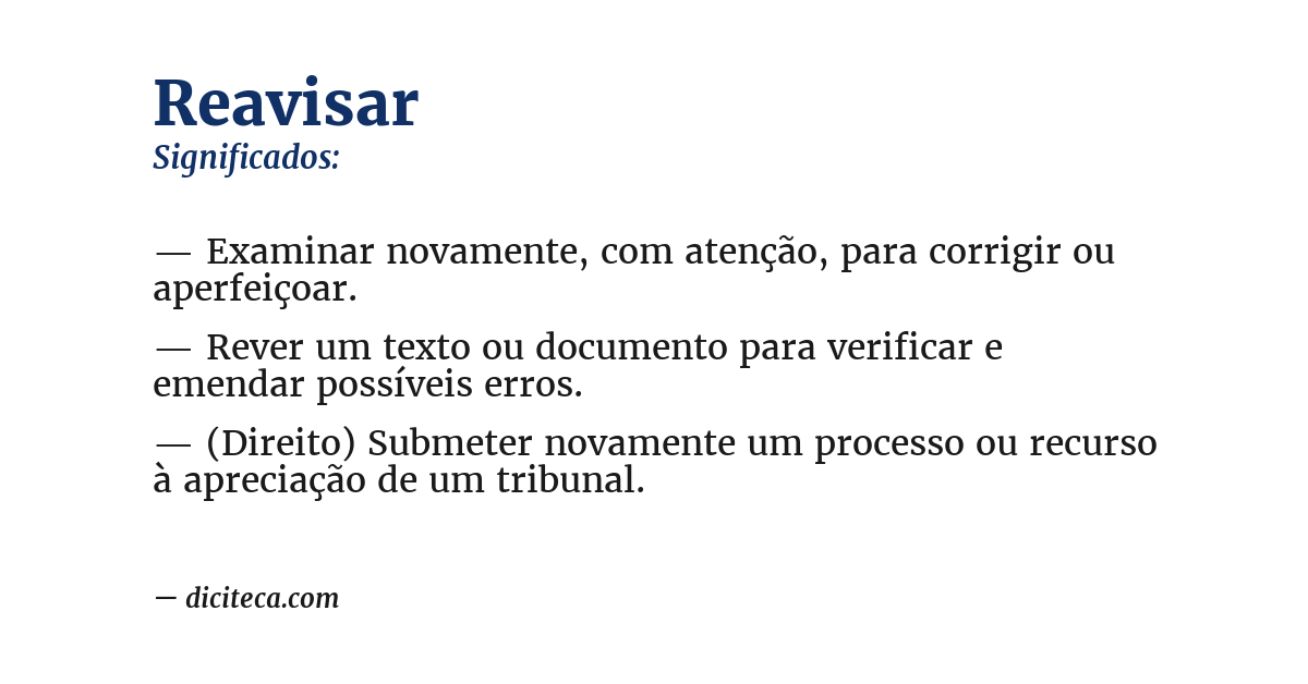 Significado de reavisar