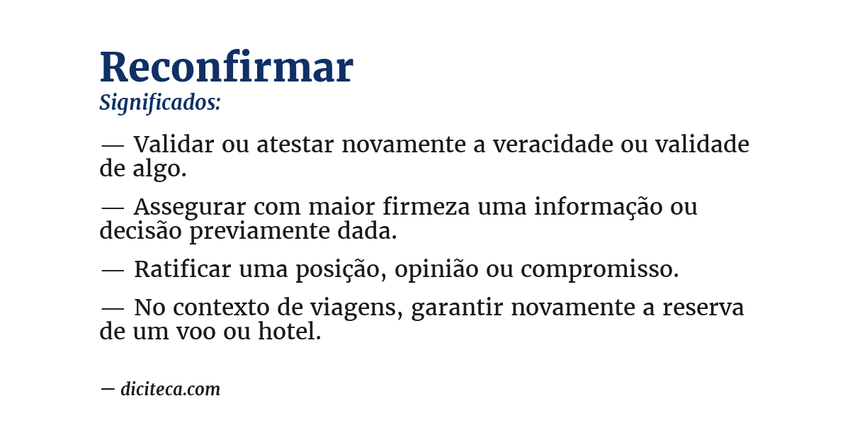 Significado de reconfirmar