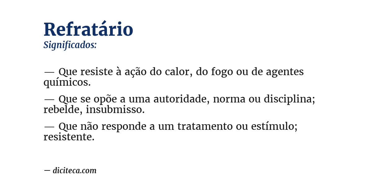 Significado de refratário