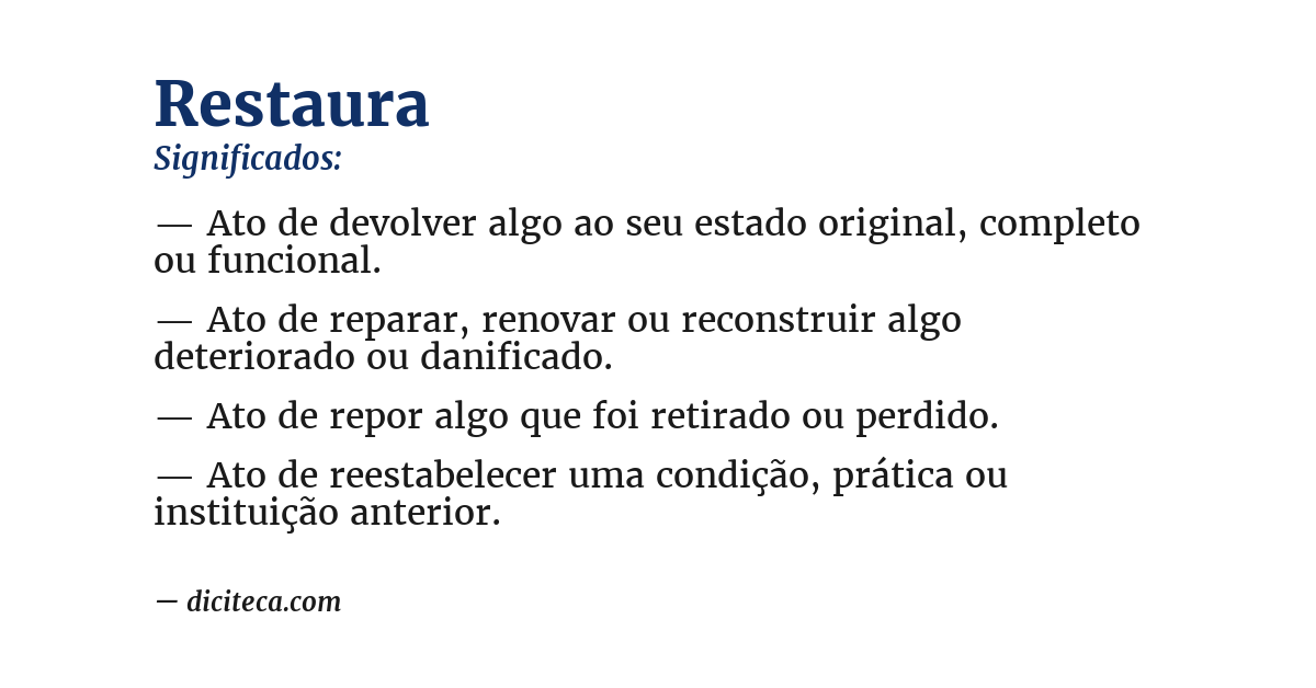 Significado de restaura