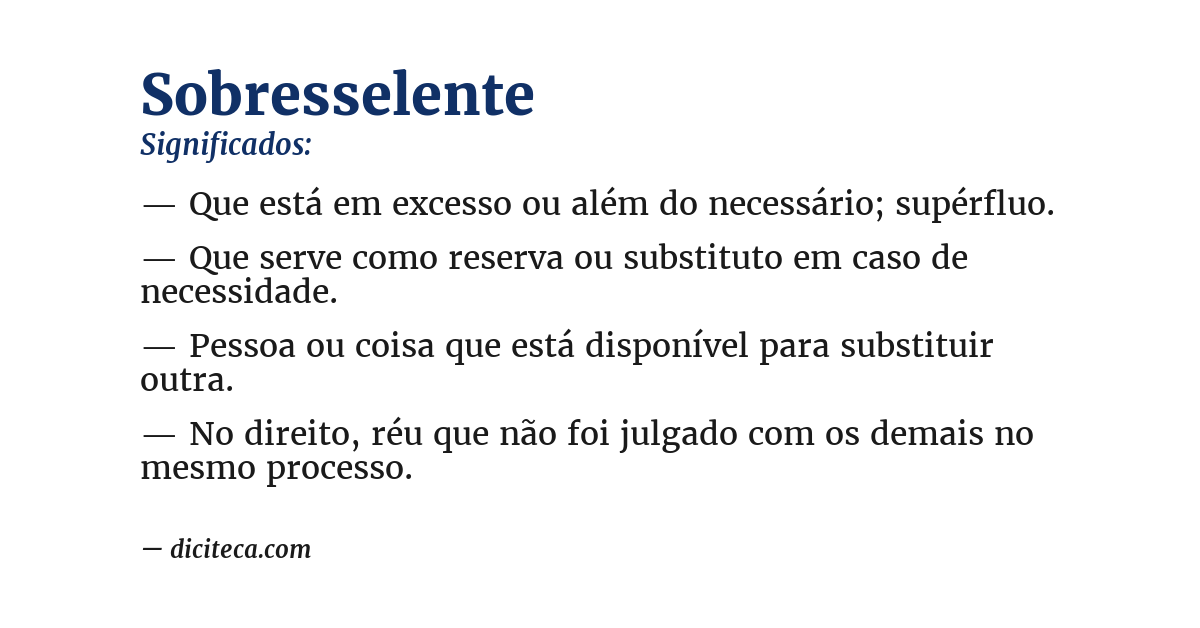 Significado de sobresselente
