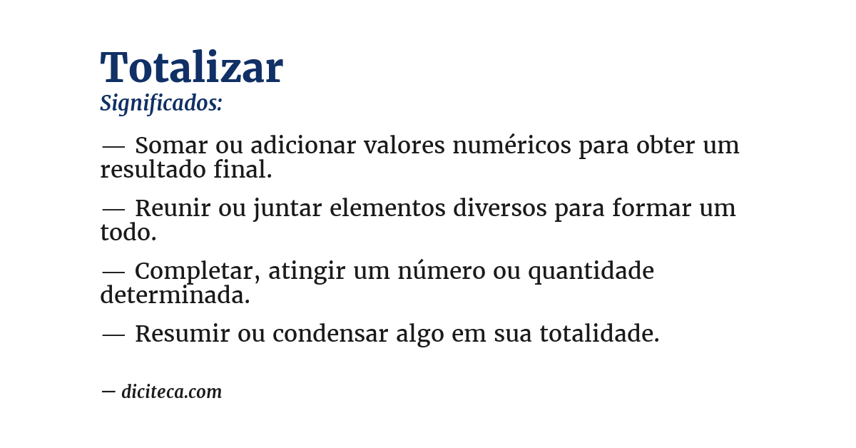 Significado de totalizar