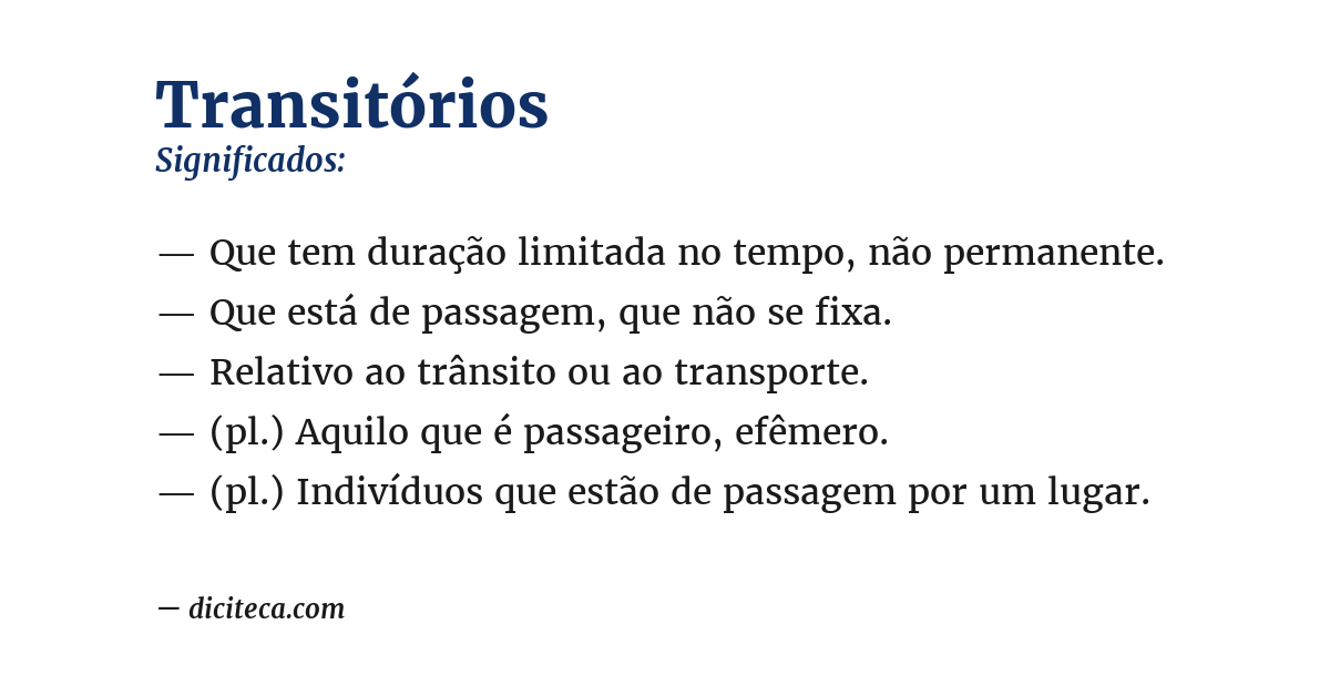 Significado de transitórios