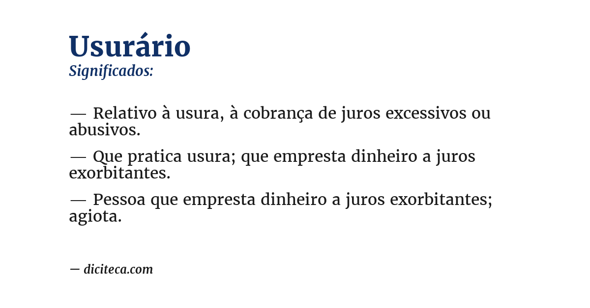 Significado de usurário