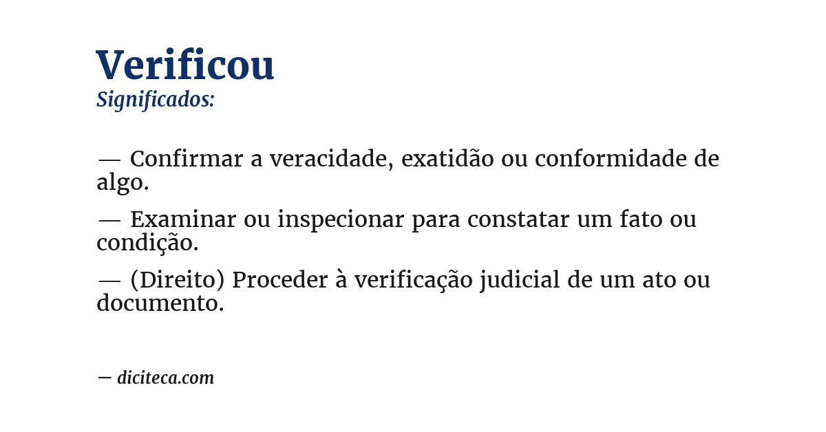 Significado de verificou