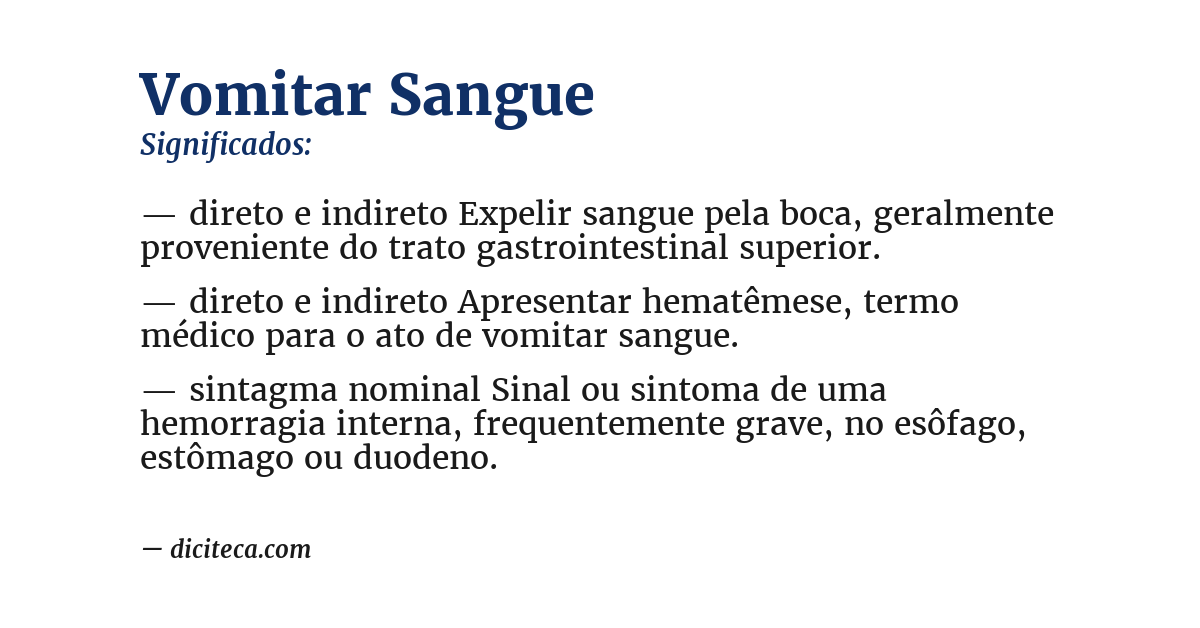 Significado de vomitar sangue