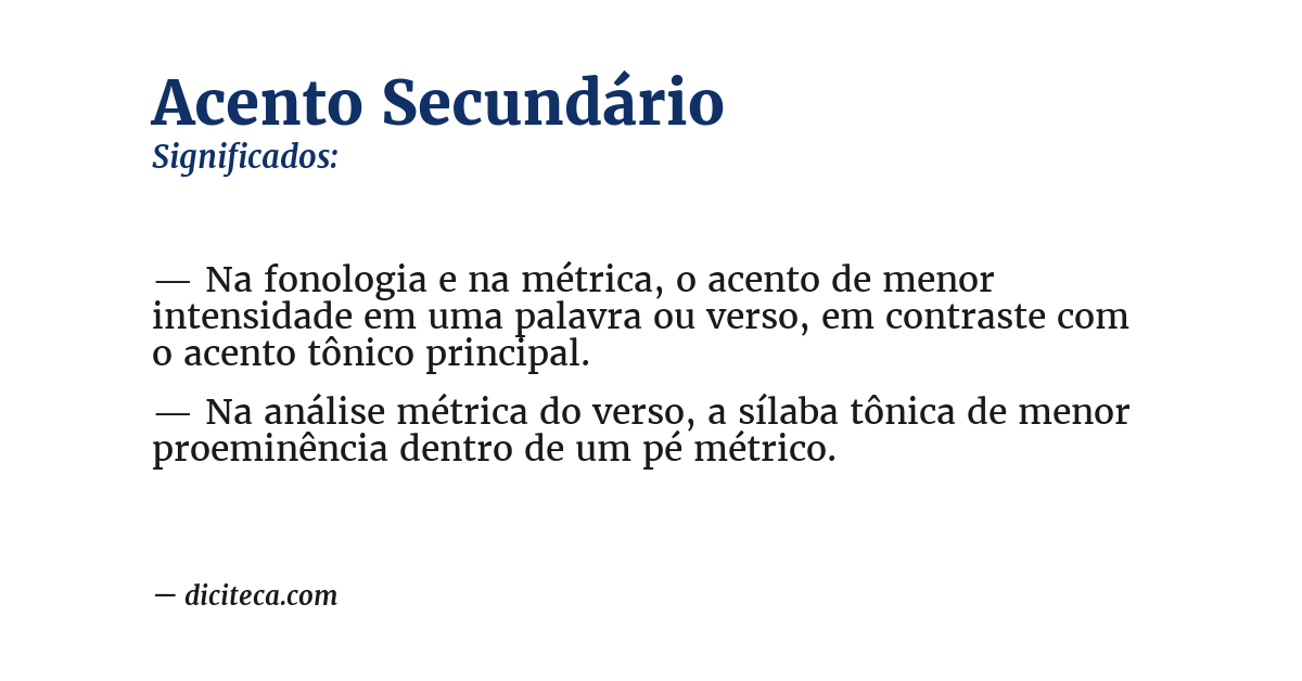 Significado de acento secundário