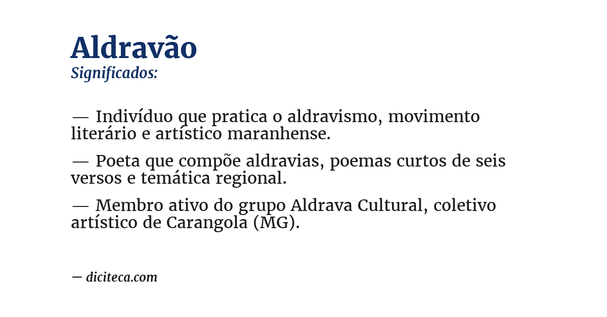 Significado de aldravão