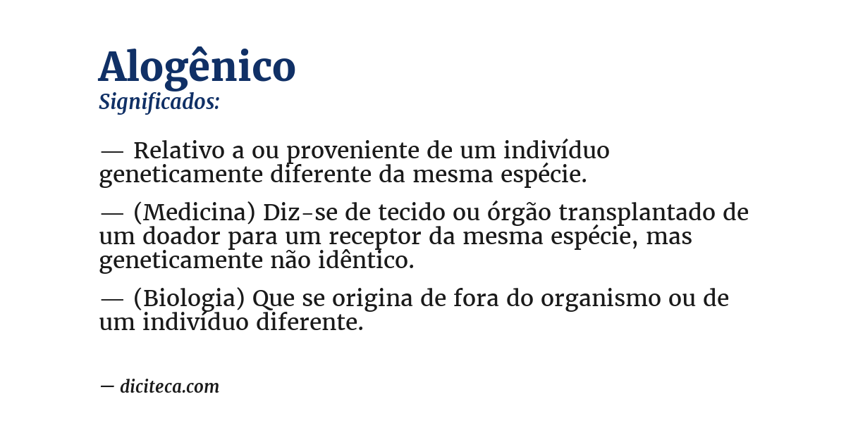 Significado de alogênico