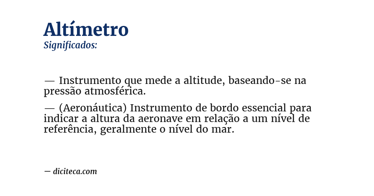 Significado de altímetro