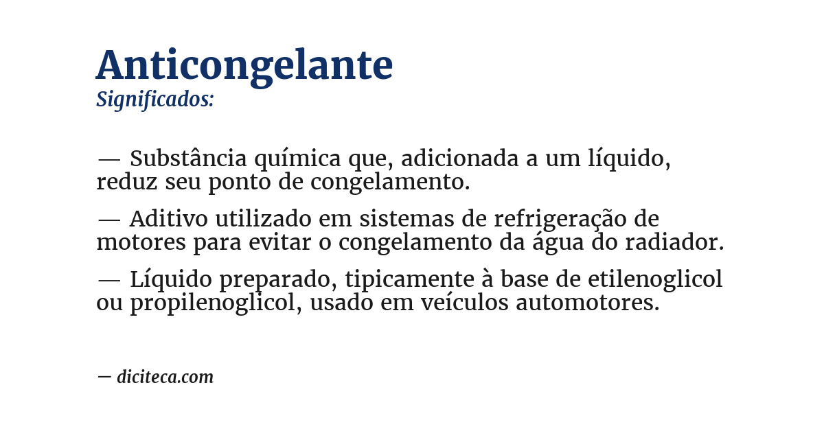 Significado de anticongelante