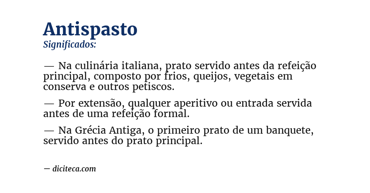 Significado de antispasto