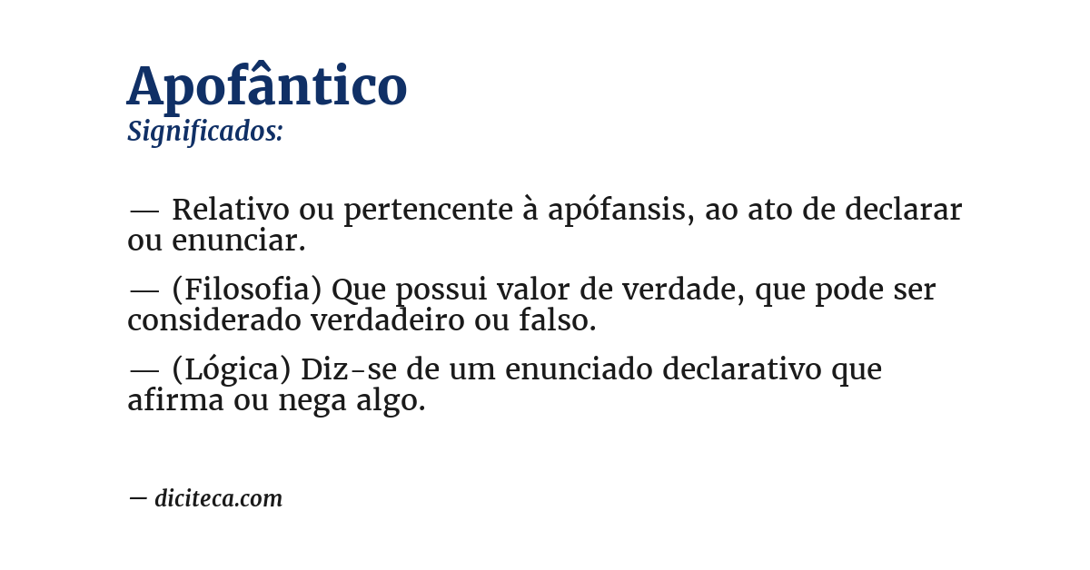 Significado de apofântico