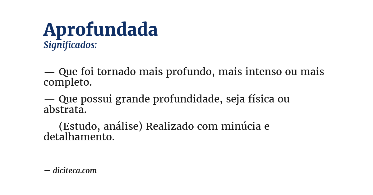 Significado de aprofundada