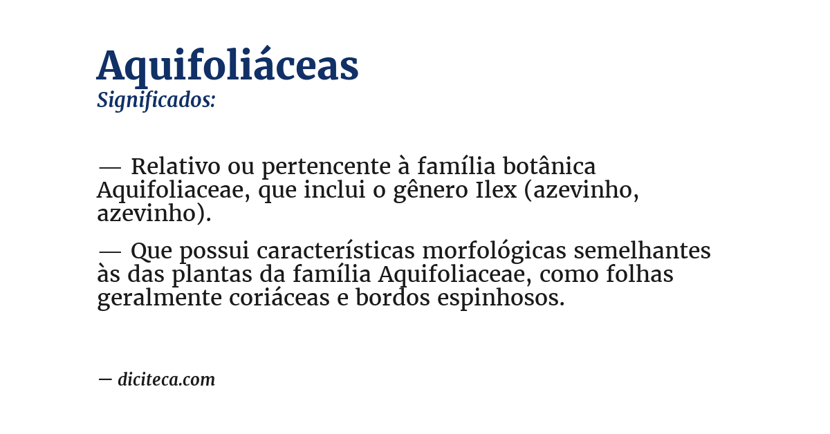 Significado de aquifoliáceas