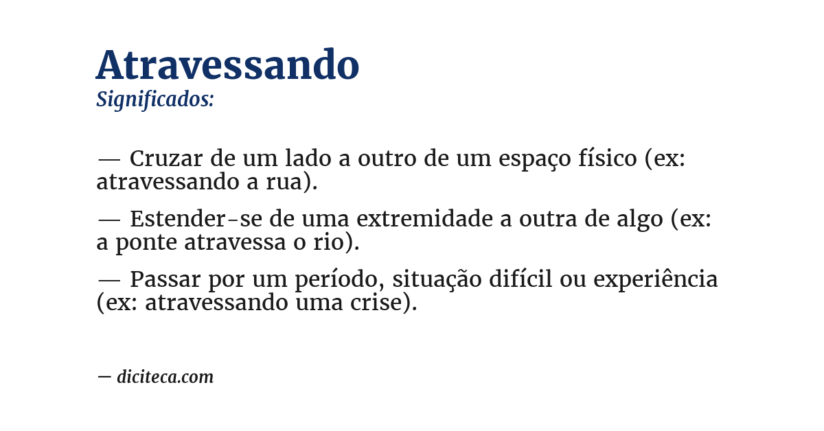 Significado de atravessando