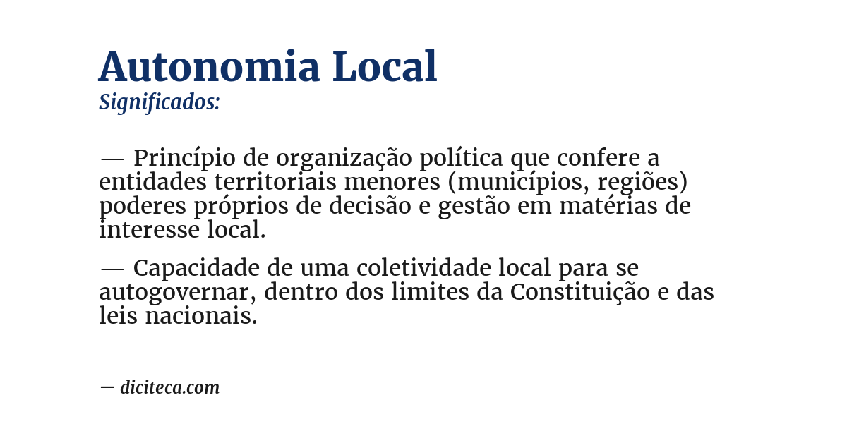 Significado de autonomia local