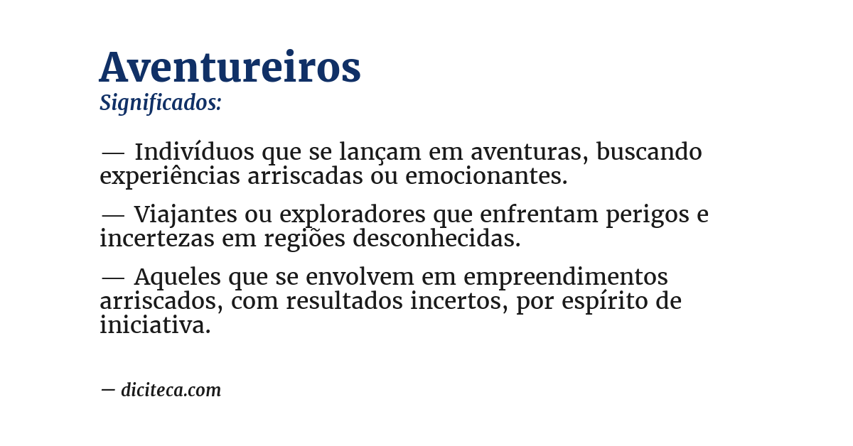 Significado de aventureiros