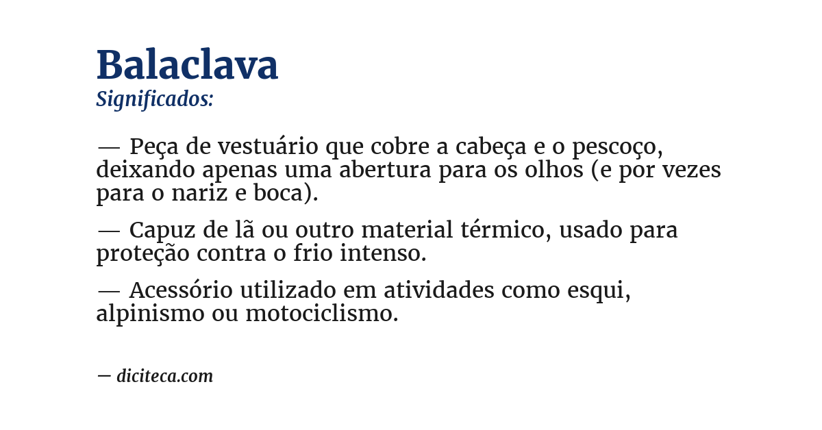 Significado de balaclava