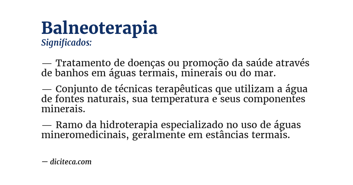Significado de balneoterapia