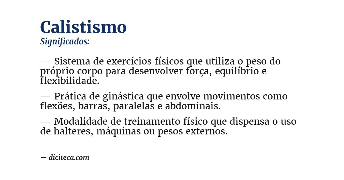Significado de calistismo