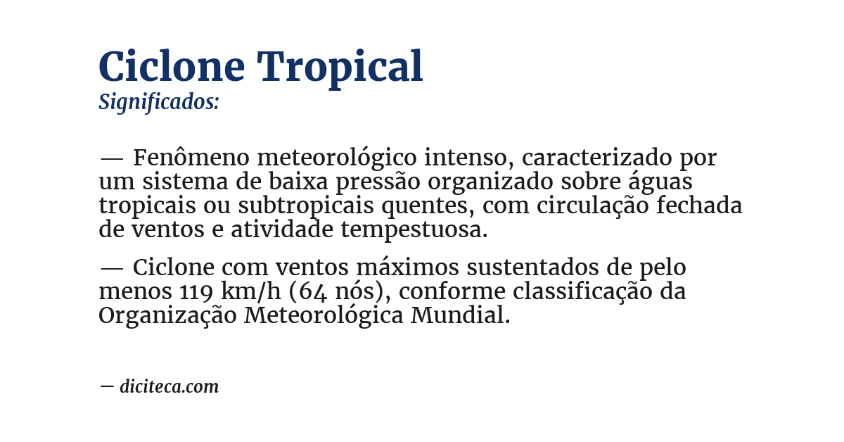 Significado de ciclone tropical