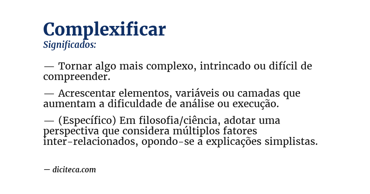 Significado de complexificar