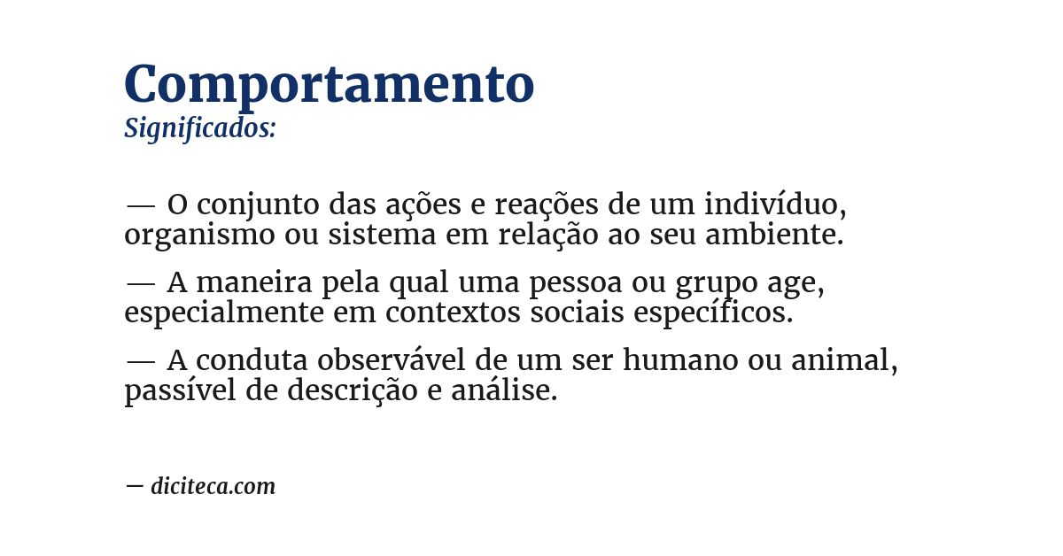 Significado de comportamento