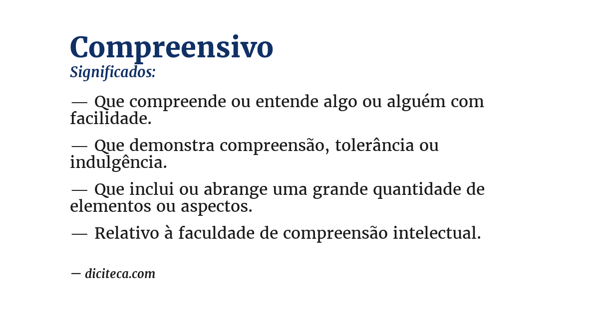 Significado de compreensivo