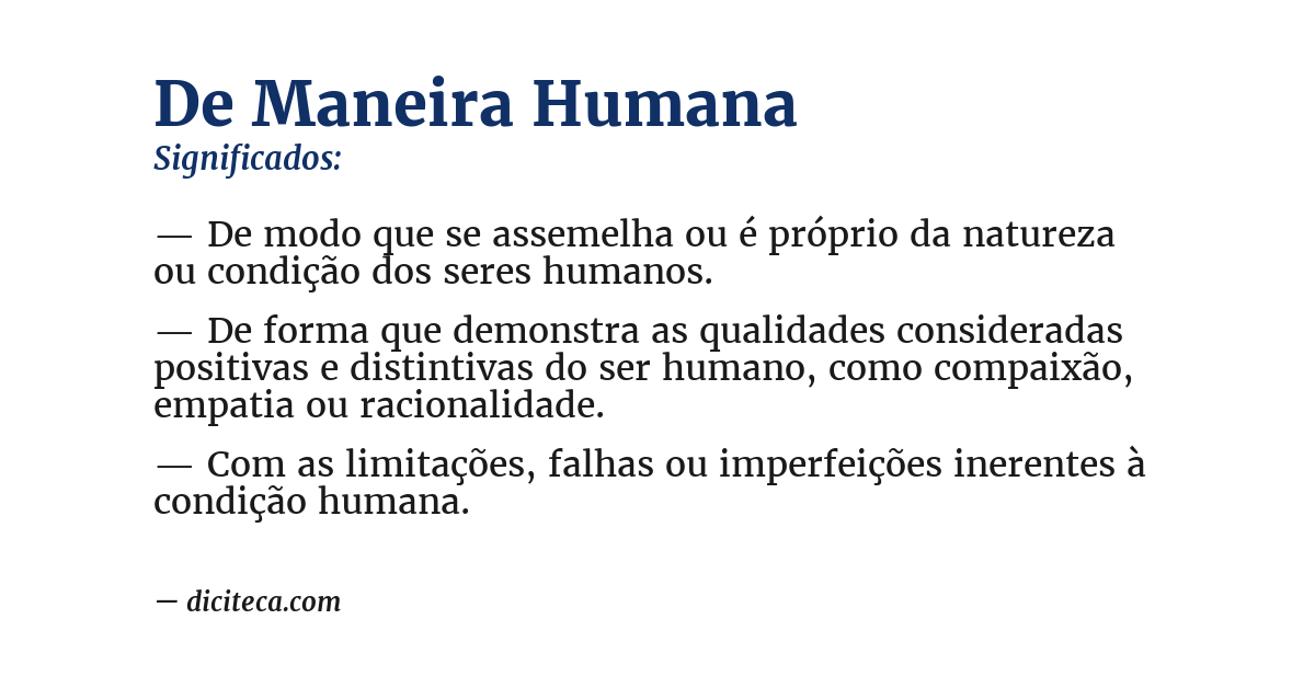 Significado de de maneira humana
