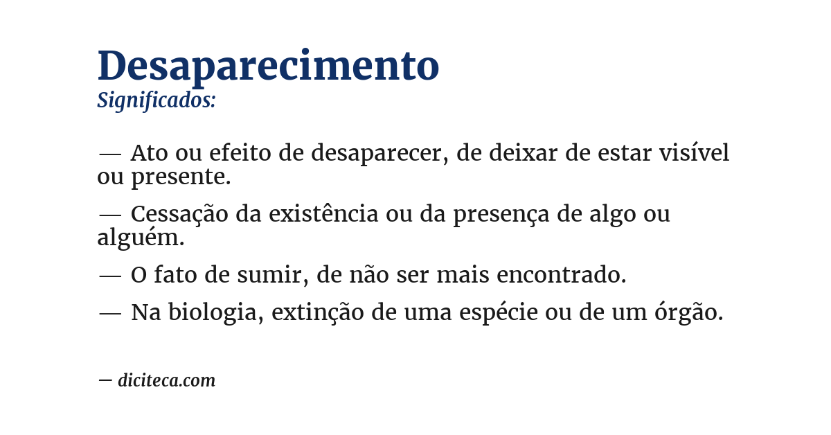 Significado de desaparecimento