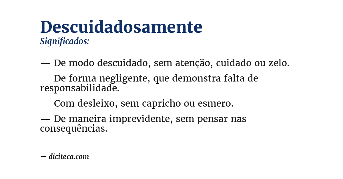 Significado de descuidadosamente
