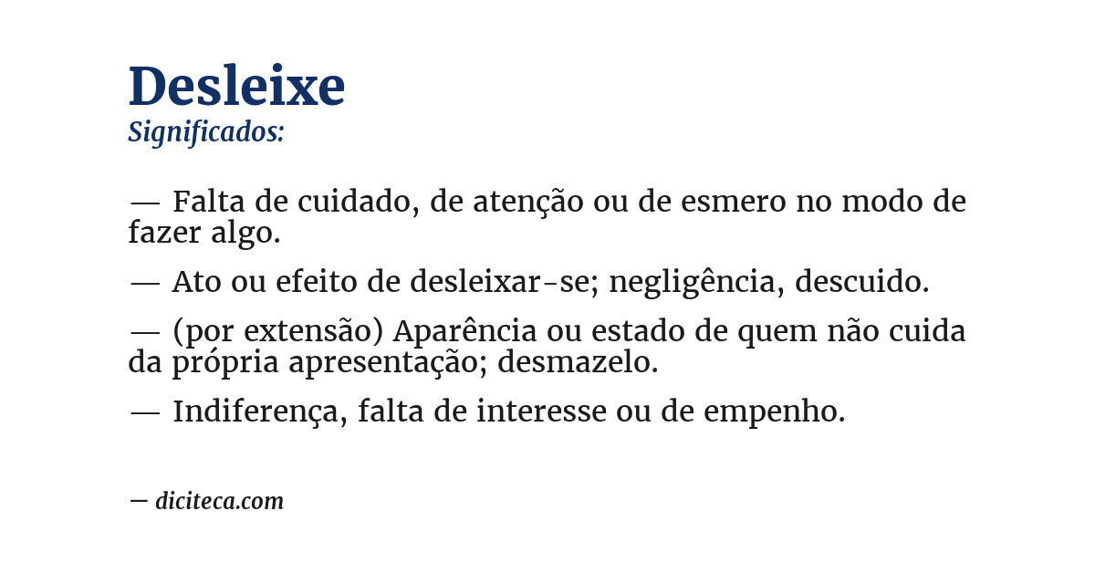Significado de desleixe