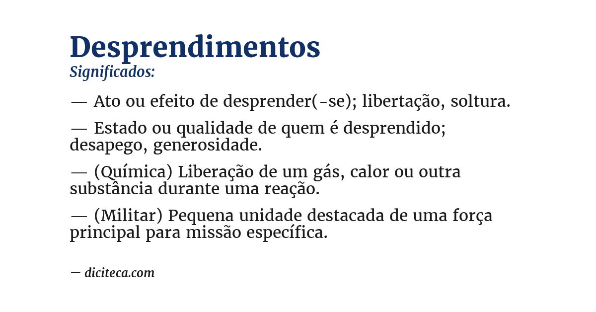 Significado de desprendimentos