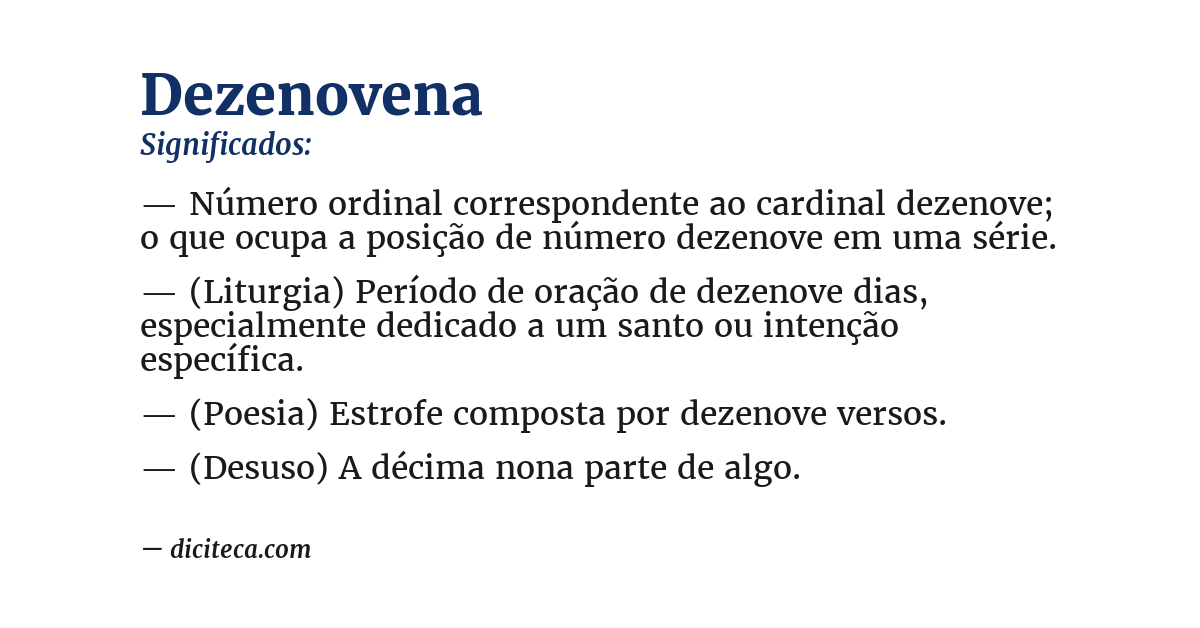 Significado de dezenovena