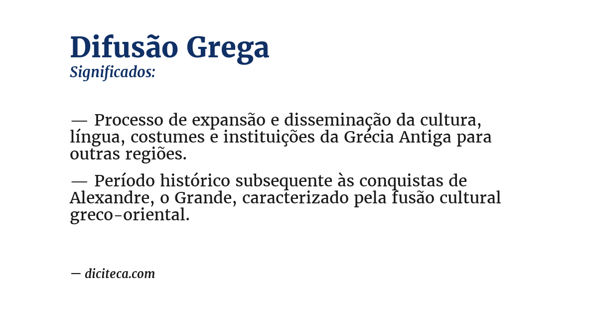 Significado de difusão grega