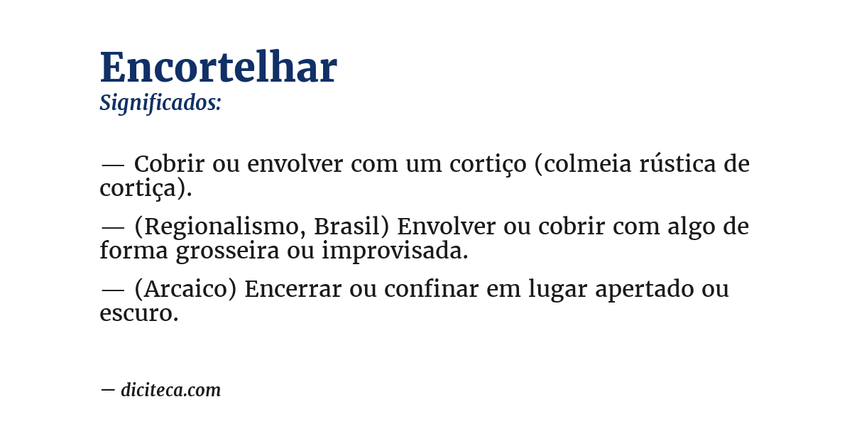 Significado de encortelhar