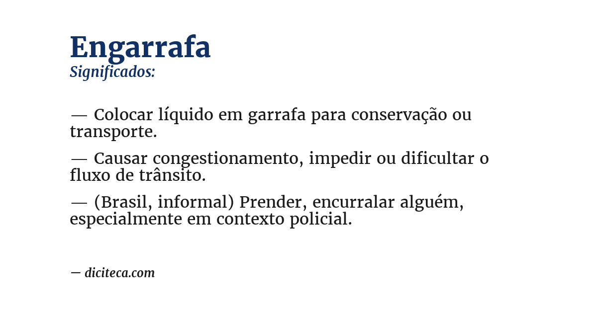 Significado de engarrafa