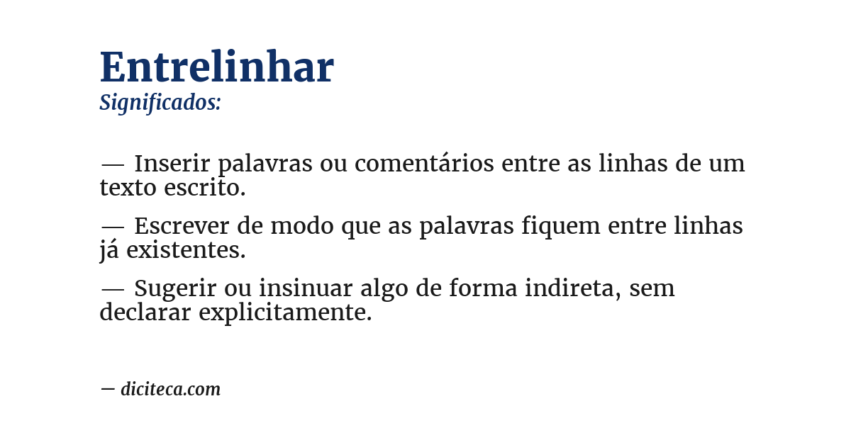 Significado de entrelinhar