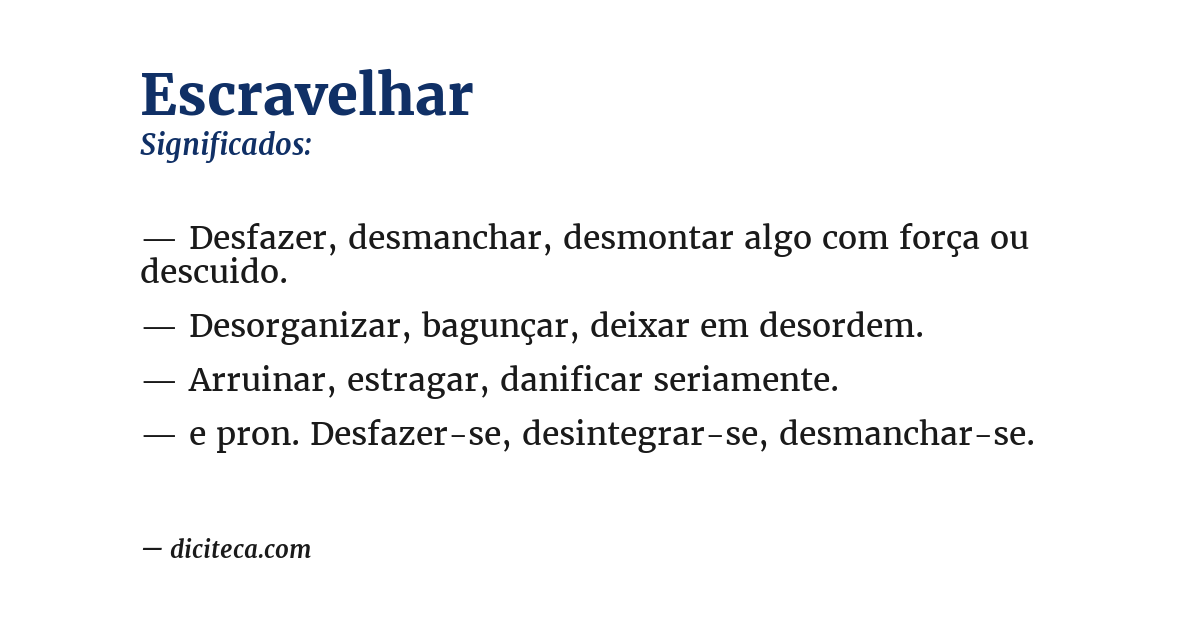 Significado de escravelhar