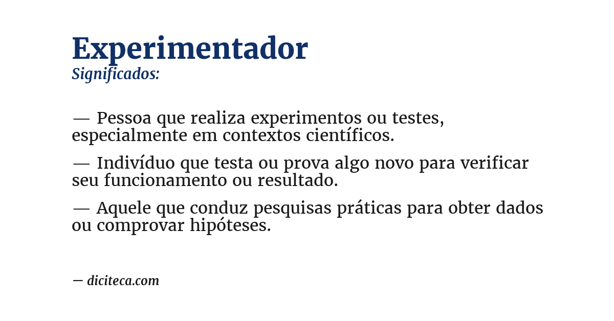 Significado de experimentador
