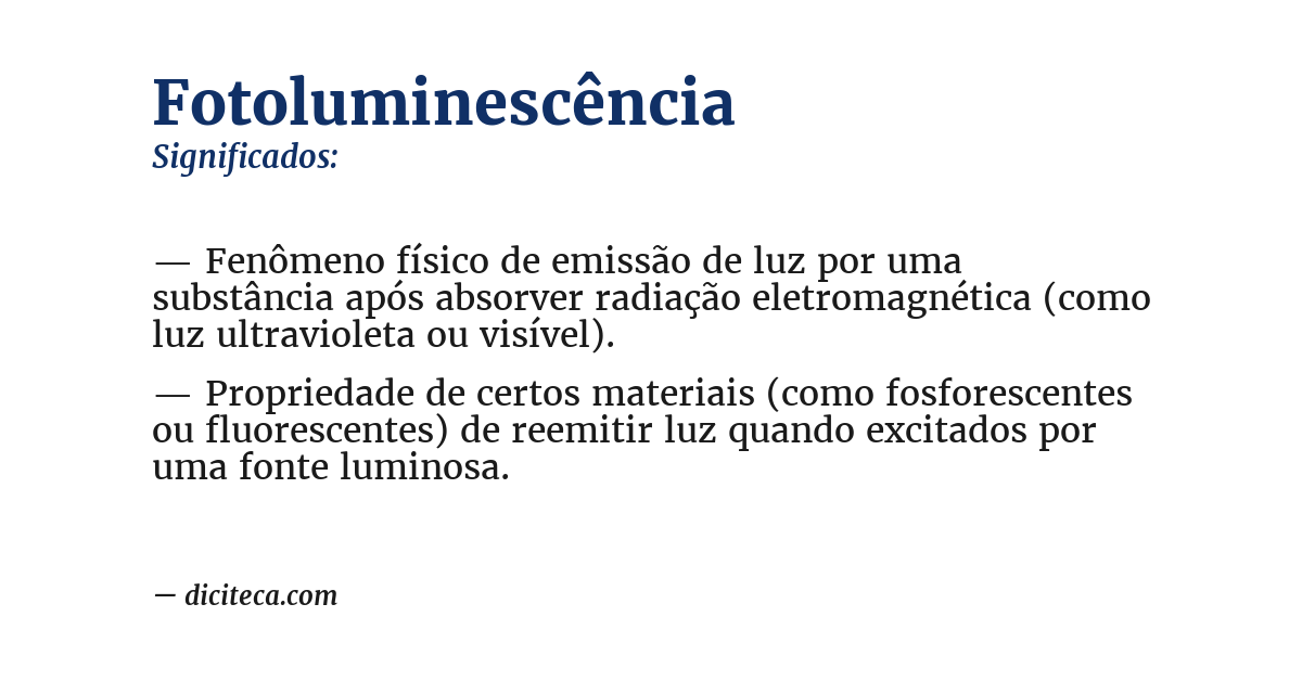 Significado de fotoluminescência