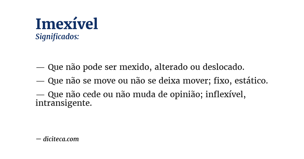 Significado de imexível