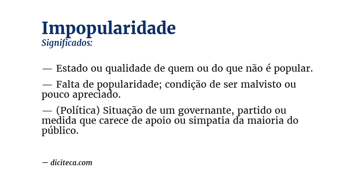 Significado de impopularidade