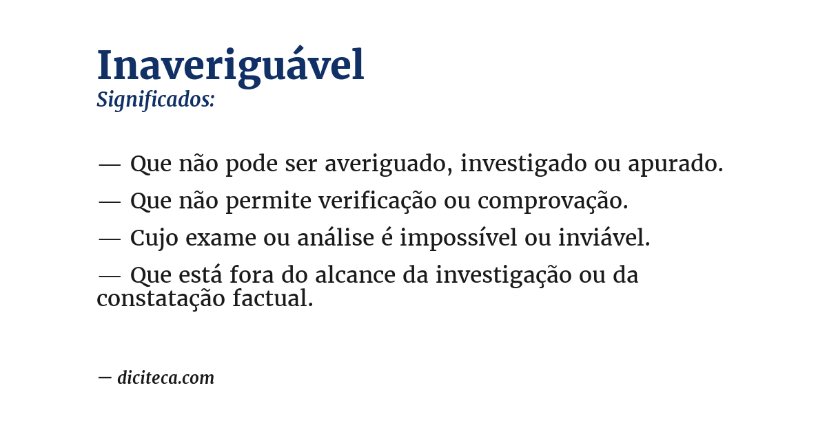 Significado de inaveriguável